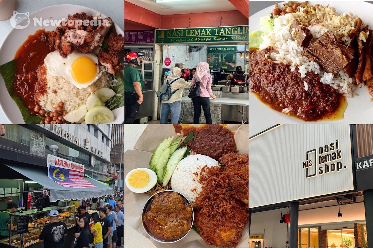 Collage of the best nasi lemak spots in KL and PJ including Village Park, Nasi Lemak Tanglin, Imperial Cafe and Nasi Lemak Shop